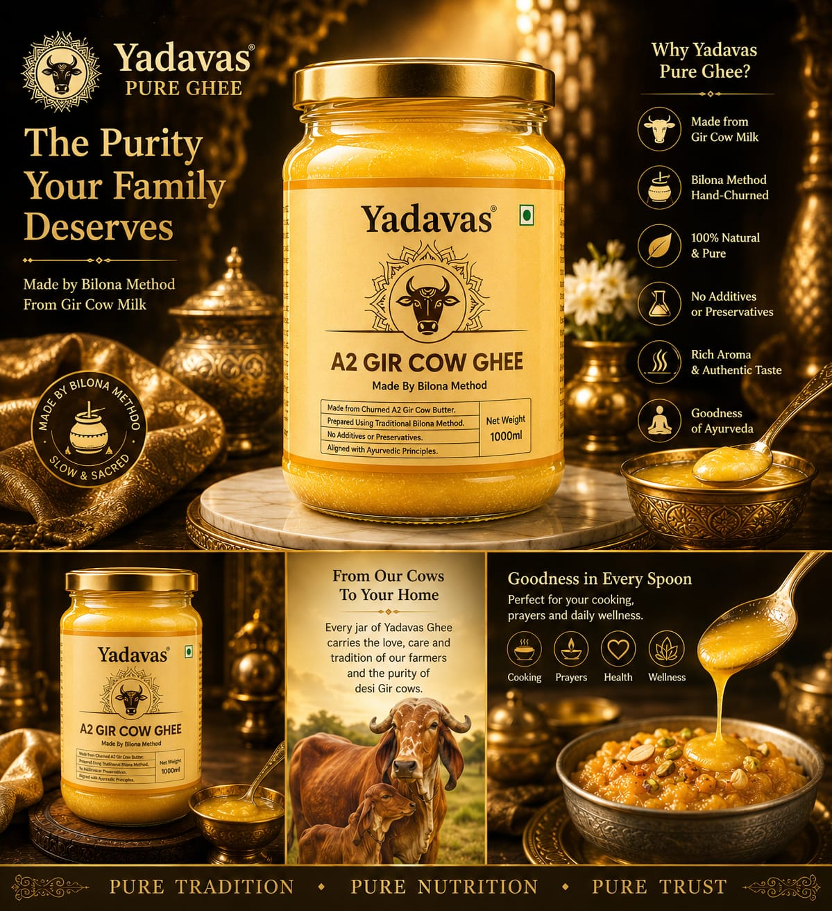 Yadavas Pure A2 Gir Cow Bilona Ghee view 3